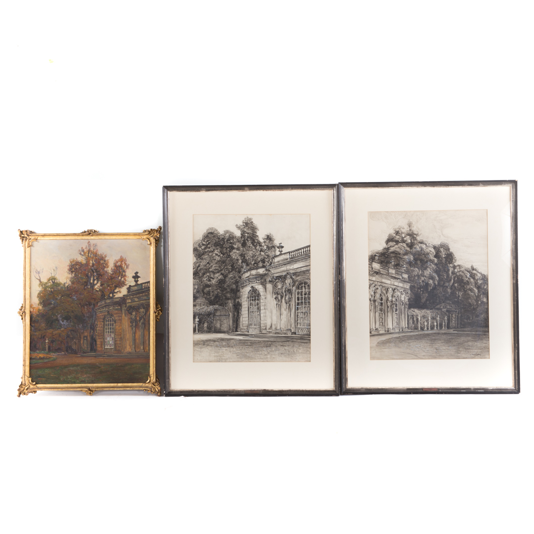 Appraisal: Richard Hendorf Three artworks of Sanssouci German - Depicting views