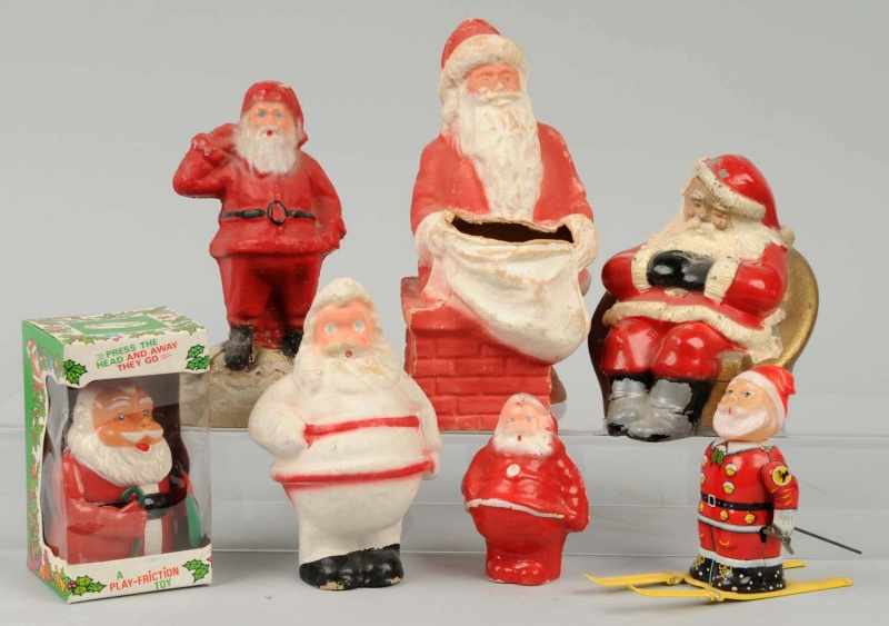 Appraisal: Lot of Assorted Santa Decorations Description Includes four pulp one