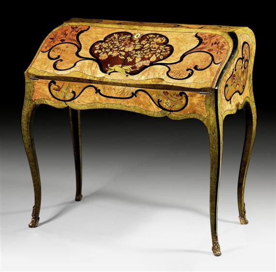 Appraisal: LADY'S DESK A FLEURS Louis XV stamped HACHE FILS A