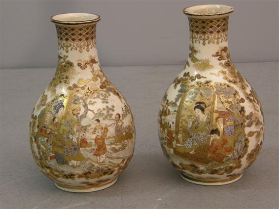 Appraisal: Pair of th century Kutani porcelain vases impressed marks to