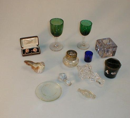 Appraisal: A mixed lot two Victorian green wine glasses other glass