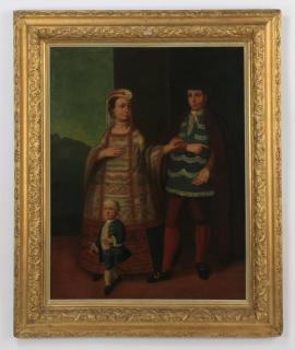 Appraisal: th c Spanish Colonial O c family portrait h Spanish