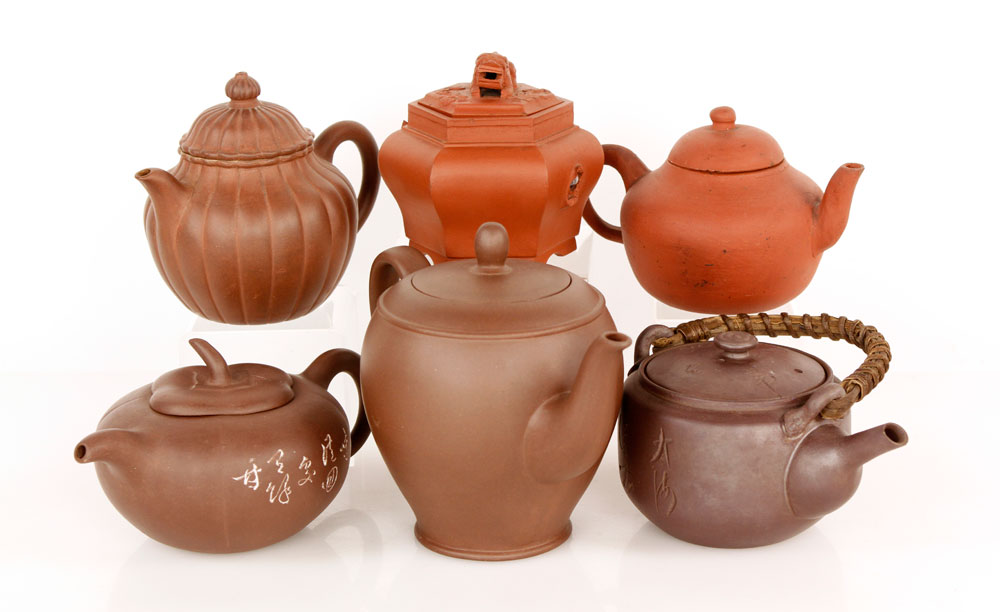 Appraisal: - Chinese Teapots Lot of six Chinese teapots largest h