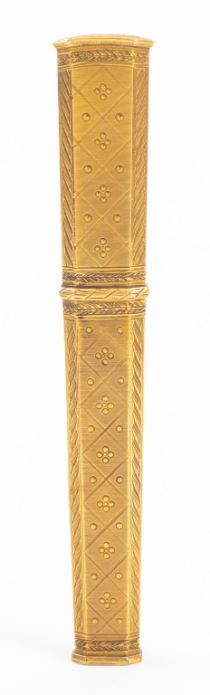 Appraisal: FRENCH EMPIRE K YELLOW GOLD ETUI CASE Antique etui case