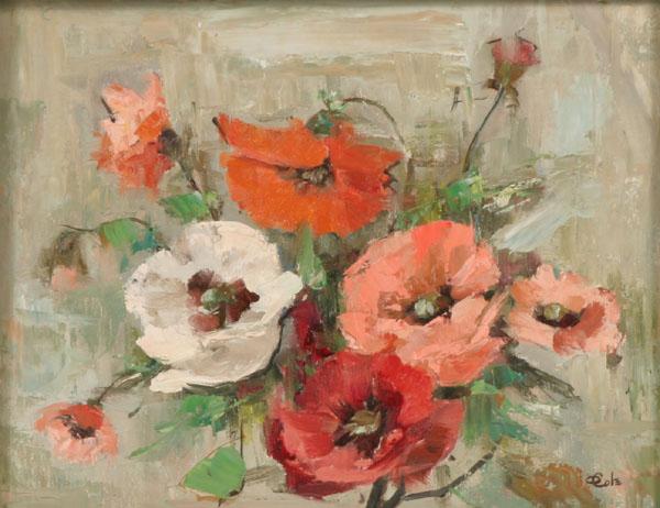 Appraisal: Olive F Ollie Cole - floral still life anemone oil