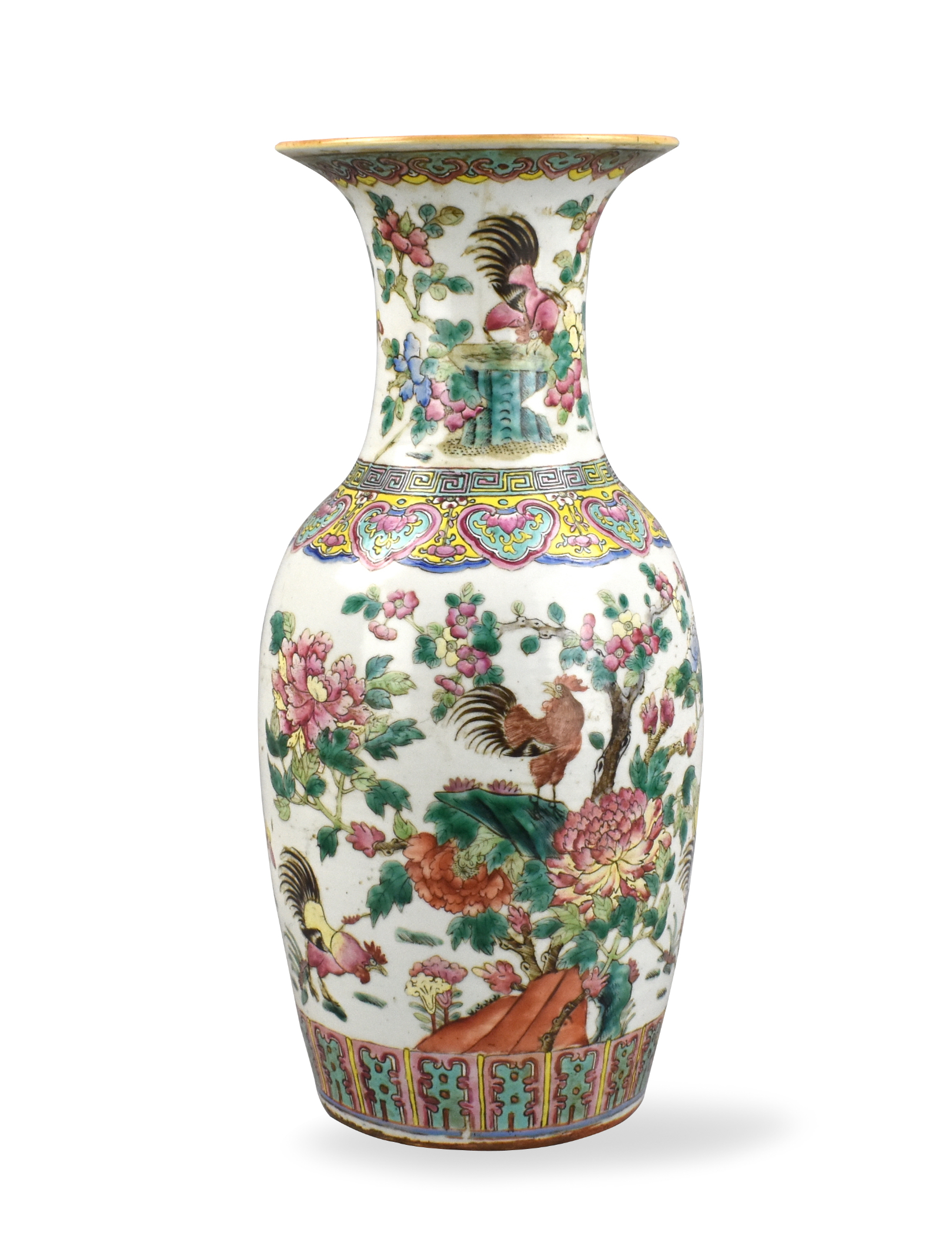 Appraisal: A Chinese th C famille rose vase featuring many roosters