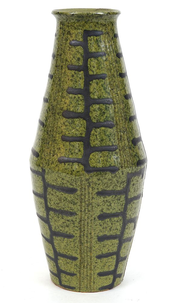 Appraisal: Jarko Zavi Green Ceramic Vase Signed Jarko Zavi ceramic vase