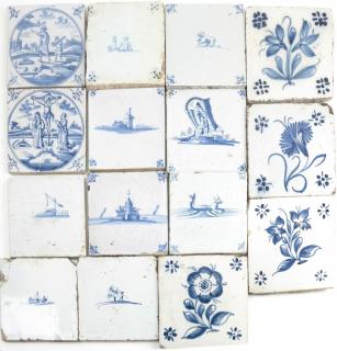 Appraisal: Lot of th th Century Delft Tiles Lot of th