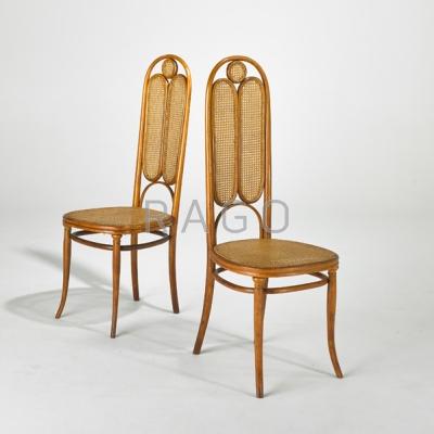 Appraisal: J J KOHN Pair of tall back side chairs Austria