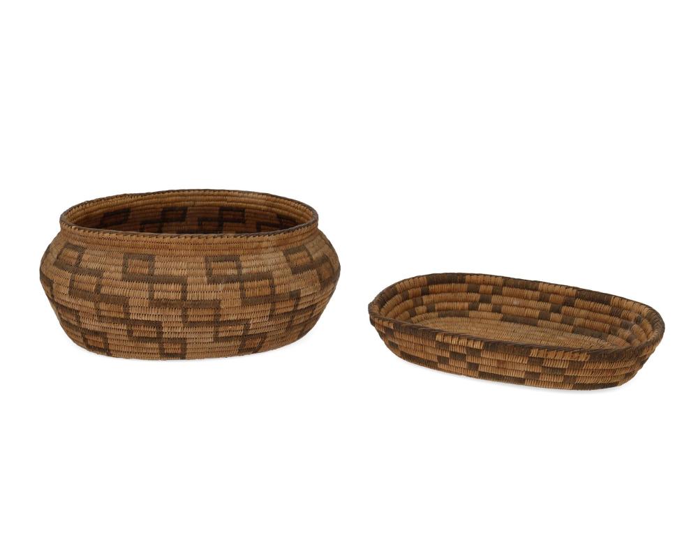 Appraisal: Two Papago baskets First-Quarter th Century Comprising an oval basketry