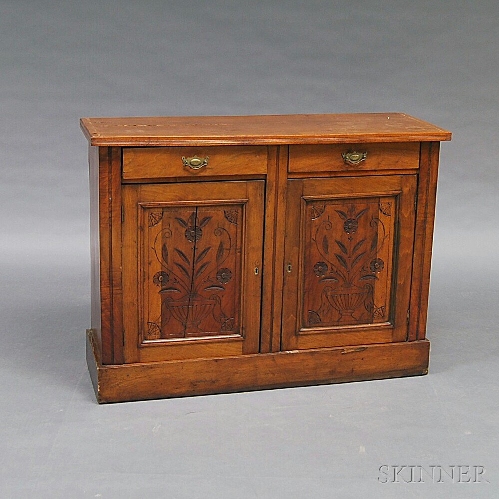 Appraisal: Victorian Carved Walnut Cabinet America late th century the top