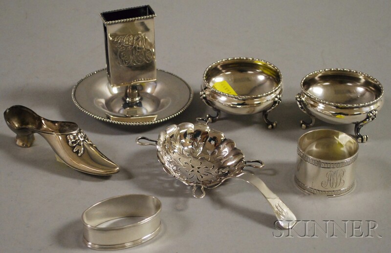 Appraisal: Seven Small Assorted Sterling Articles a pair of Goodnow Jenks