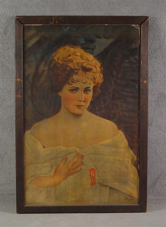 Appraisal: Framed Silent Movie Poster - Gladys Walton Circa Poster on