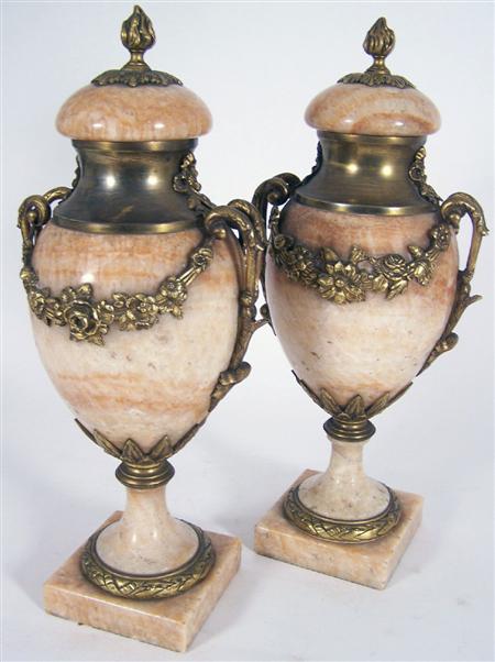 Appraisal: PAIR OF LOUIS XV STYLE ALABASTER AND GILT METAL MOUNTED