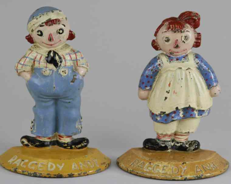 Appraisal: SET OF RAGGEDY ANN ANDY BOOKENDS Small Raggedy Ann Andy