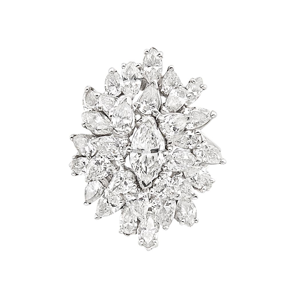 Appraisal: Platinum and Diamond Cluster Ring One marquise-shaped diamond ap ct