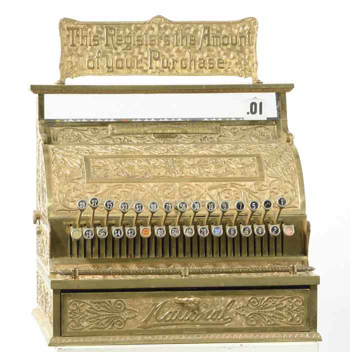 Appraisal: ANTIQUE BRASS CASH REGISTER National Cash Register Co model serial