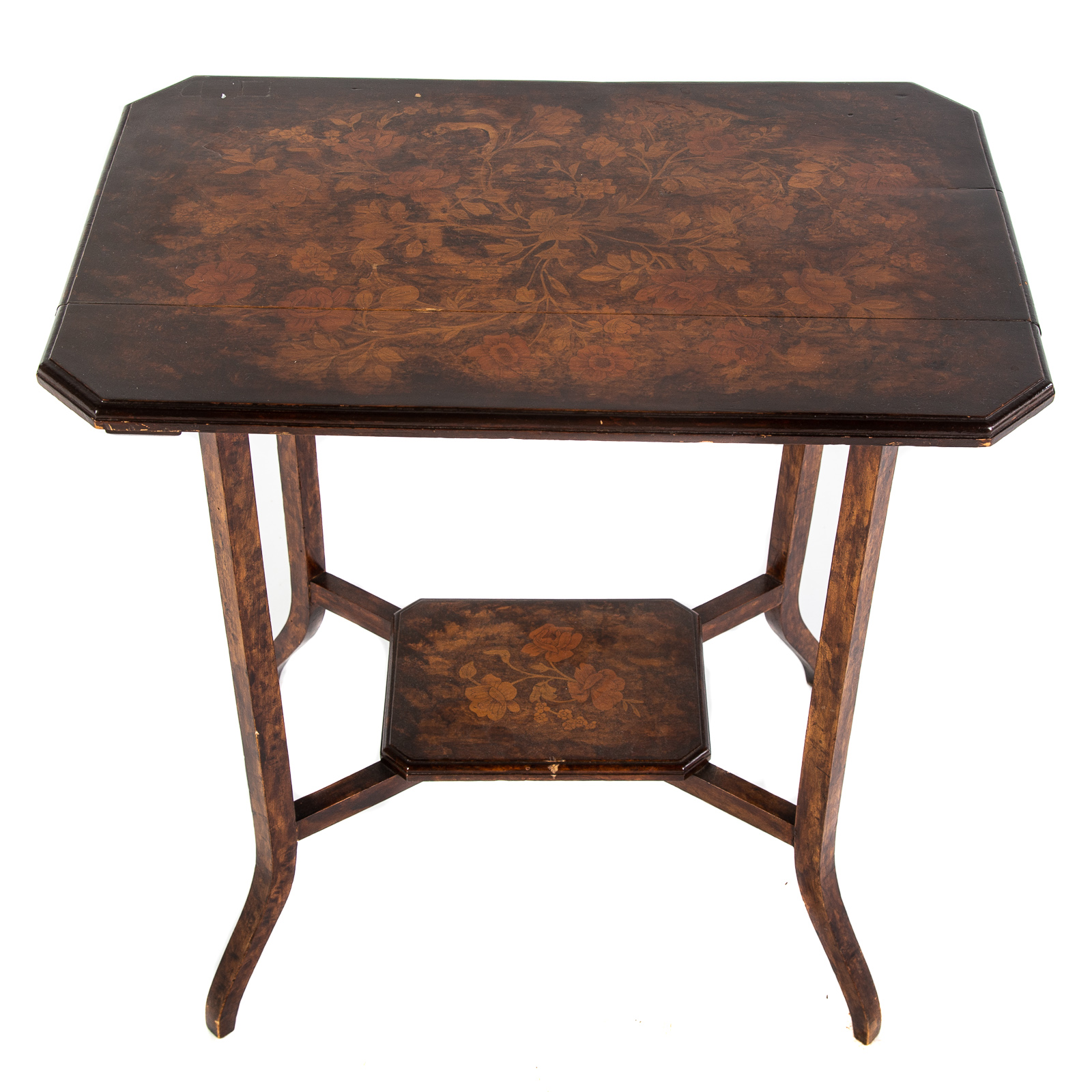 Appraisal: DUTCH STYLE INLAID MARQUETRY SIDE TABLE Early th century with