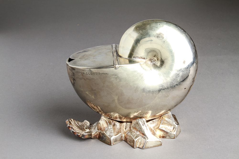 Appraisal: Henry Wilkinson Co Silver-Plate Shell Condiment Henry Wilkinson Co silver-plate