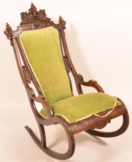 Appraisal: American Victorian Eastlake Rocking Chair Ornate American Victorian Eastlake Carved