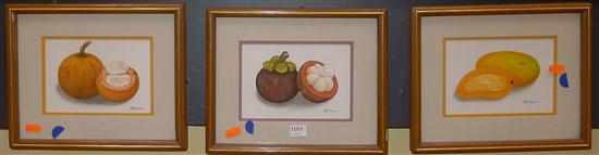 Appraisal: R TABACO A SET OF THREE WATERCOLOURS DEPICTING FRUIT