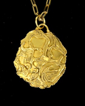 Appraisal: A Signed Jean Mahie k Gold Pendant with Heavy Chain