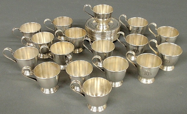 Appraisal: - Group of seventeen sterling silver demitasse cup holders h