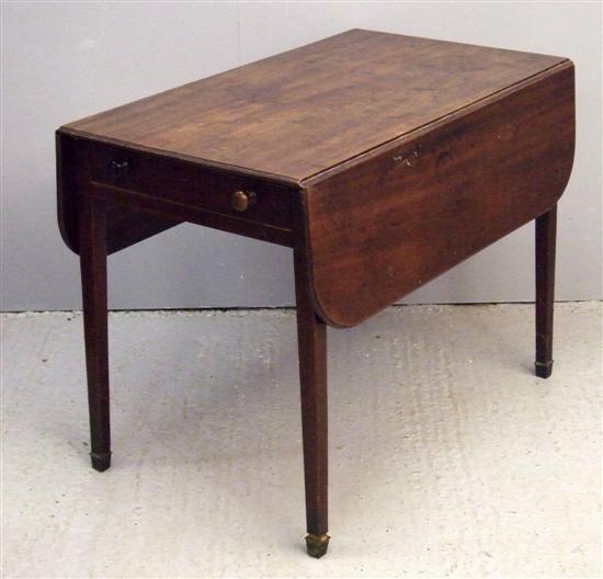 Appraisal: George III mahogany Pembroke table with frieze drawer on square