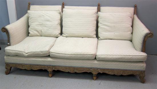 Appraisal: Oak framed upholstered three seater sofa and matching armchair with