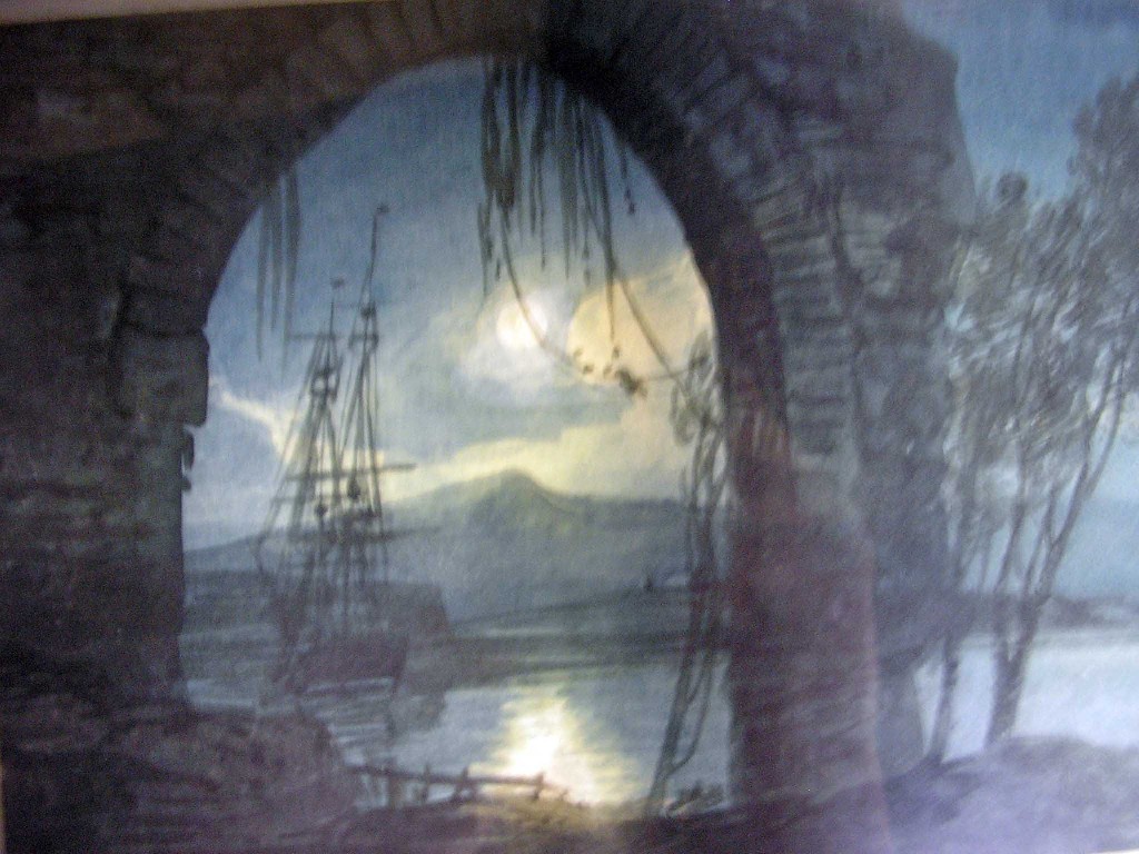 Appraisal: William Payne A moonlit scene with a sailing ship beneath