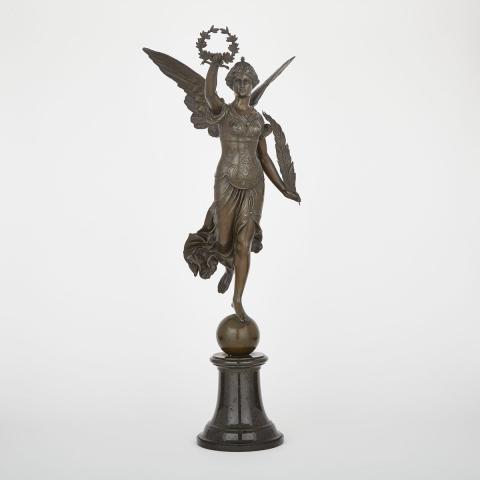 Appraisal: Patinated Bronze Figure of Nike After the model by Karl