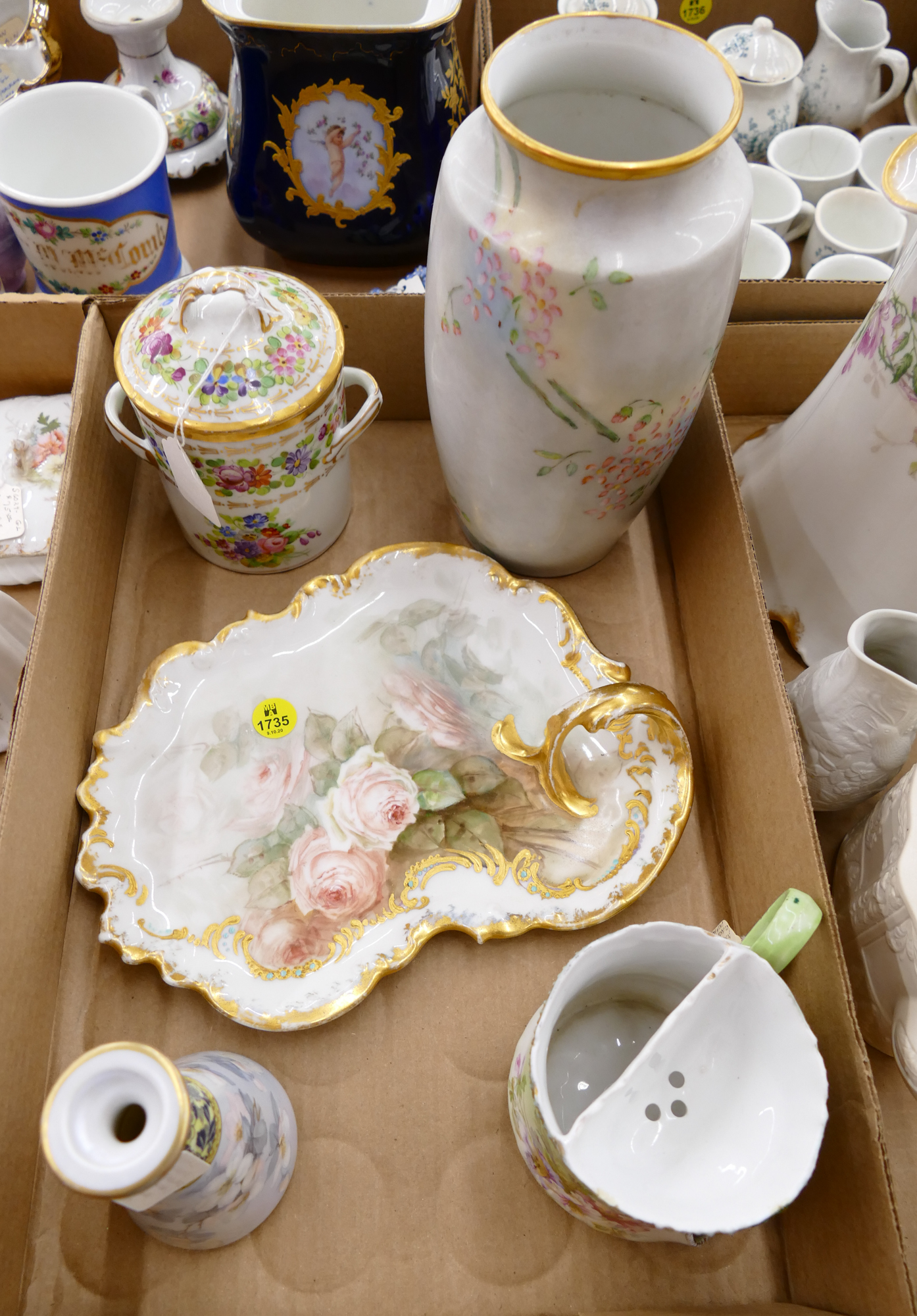 Appraisal: Box Floral China Dresser Tray Etc