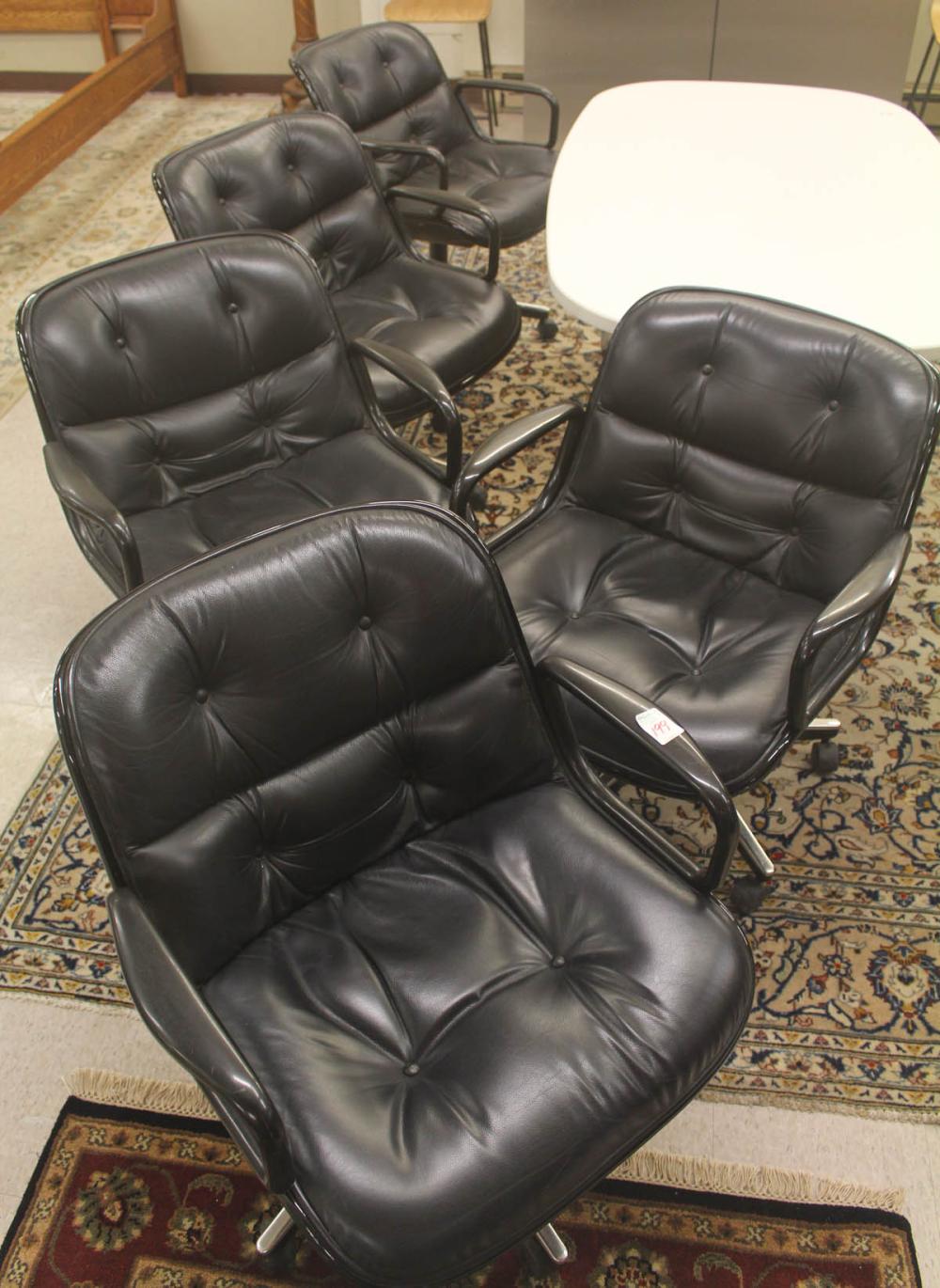 Appraisal: A SET OF FIVE EXECUTIVE OFFICE ARMCHAIRS Charles Pollock design