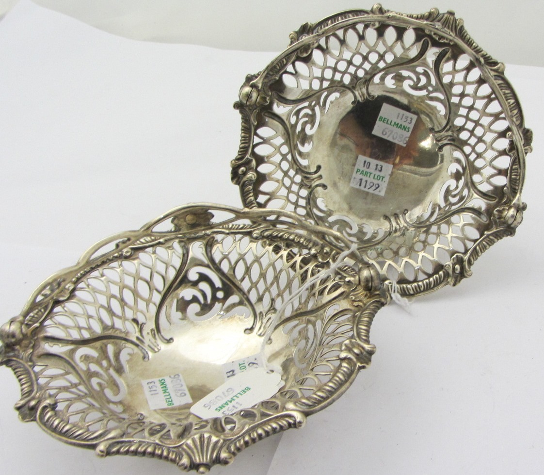 Appraisal: A pair of George III silver pierced epergne sweetmeat baskets