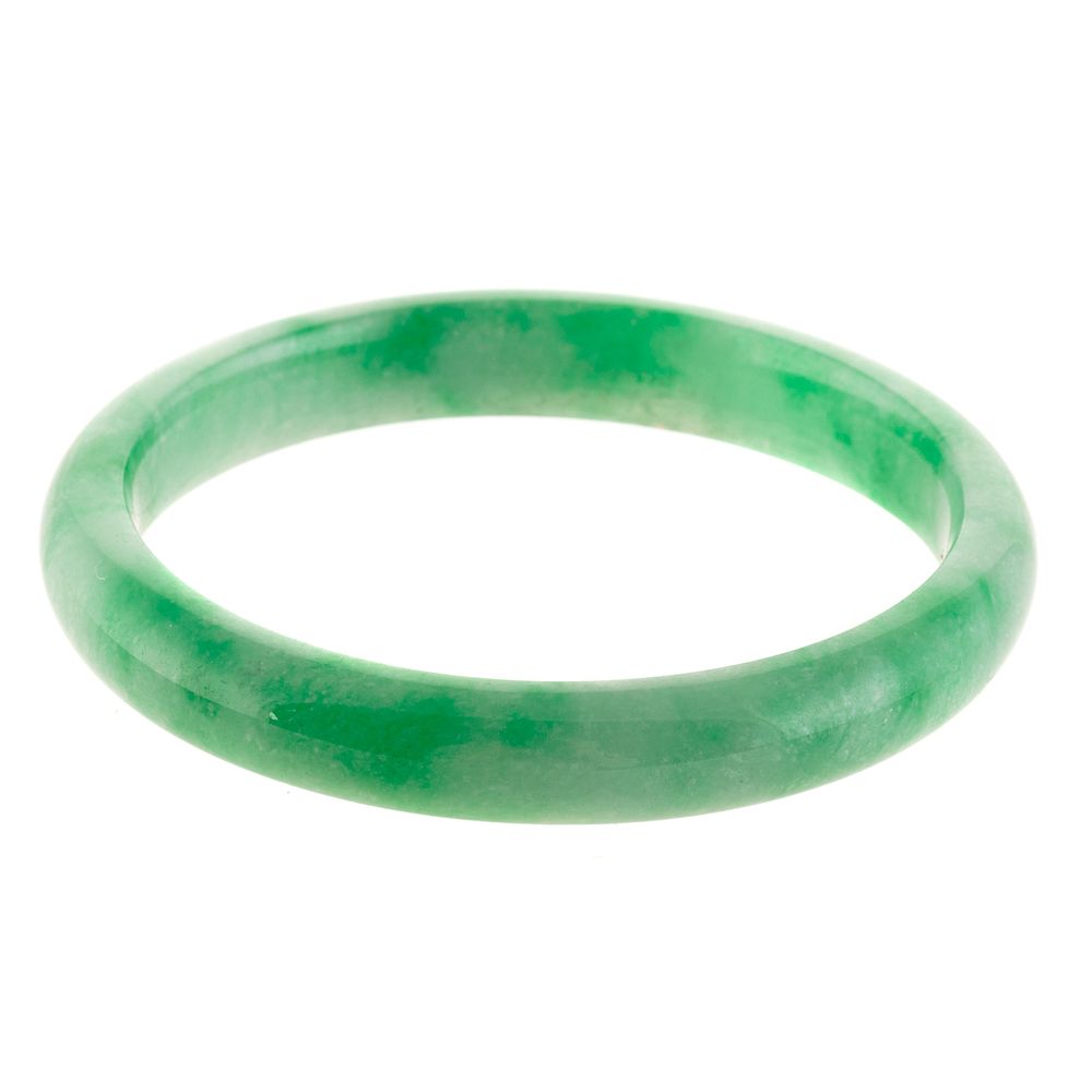 Appraisal: A Lady's Natural Jade Bangle Natural jade bangle with high