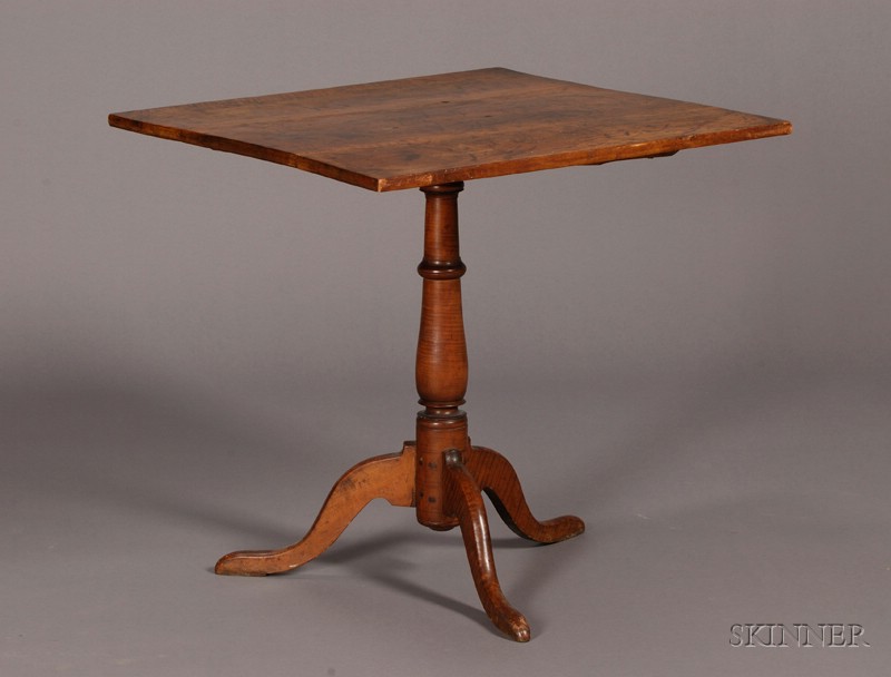 Appraisal: Chippendale Tiger Maple Tilt-top Tea Table New England late th