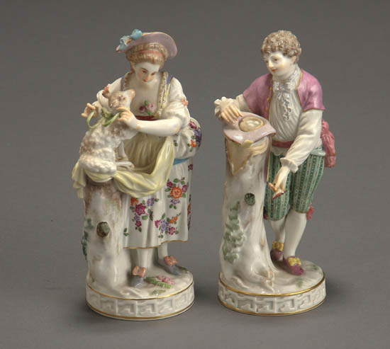 Appraisal: Lot Property of Various Owners Pair of Meissen Figures of