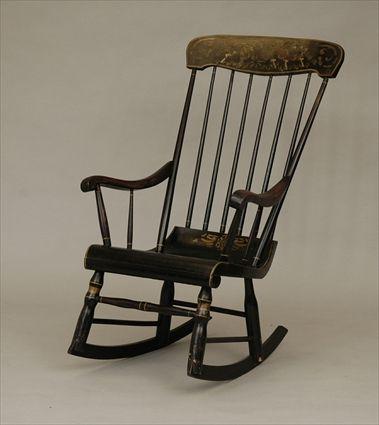 Appraisal: Stenciled Rosewood Boston Rocking Chair