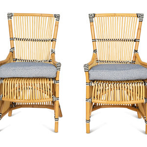 Appraisal: A Pair of Contemporary Rattan Armchairs th st Century with