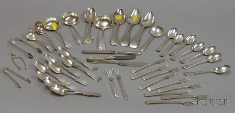 Appraisal: Approximately Forty Coin and Sterling Silver Flatware Items American and