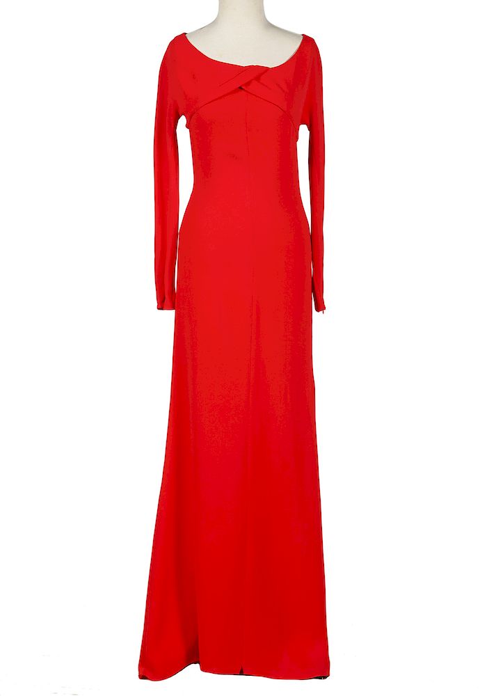 Appraisal: Vintage Valentino Boutique Red Crepe Gown Sz Valentino Boutique Red