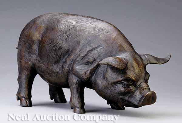 Appraisal: A Naturalistic Bronze Figure of a Pig after Auguste Moreau