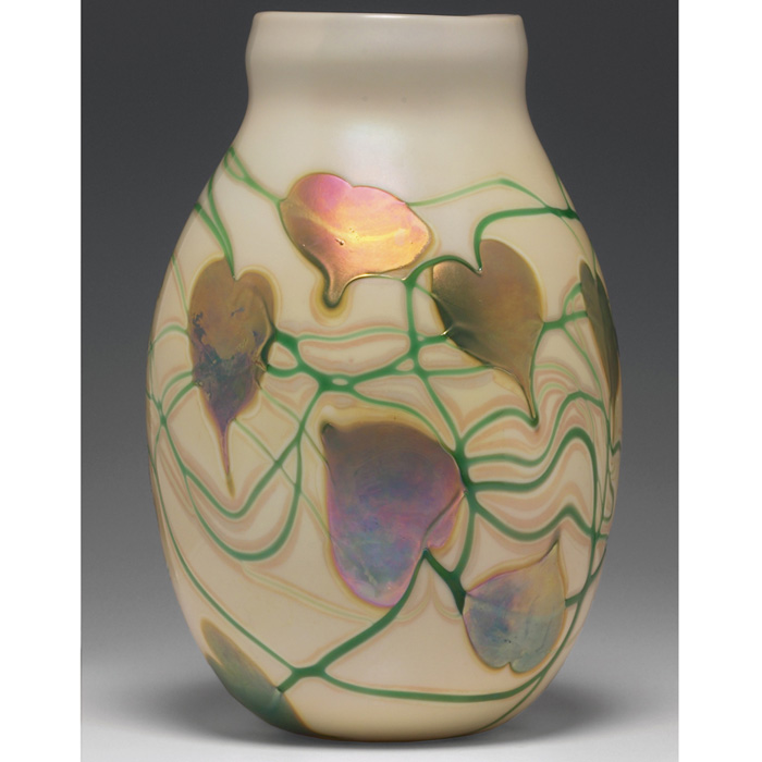 Appraisal: Early Charles Lotton vase bulbous shape in opalescent glass with