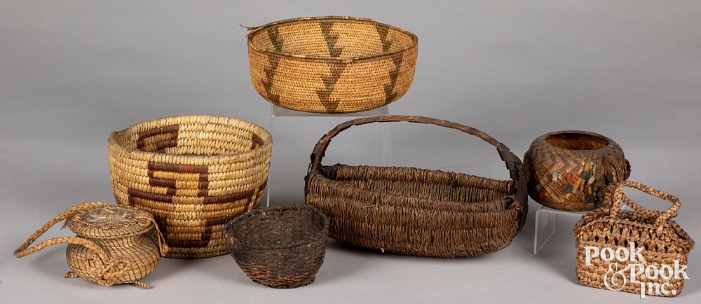 Appraisal: Group of various Native American basketry items Group of various