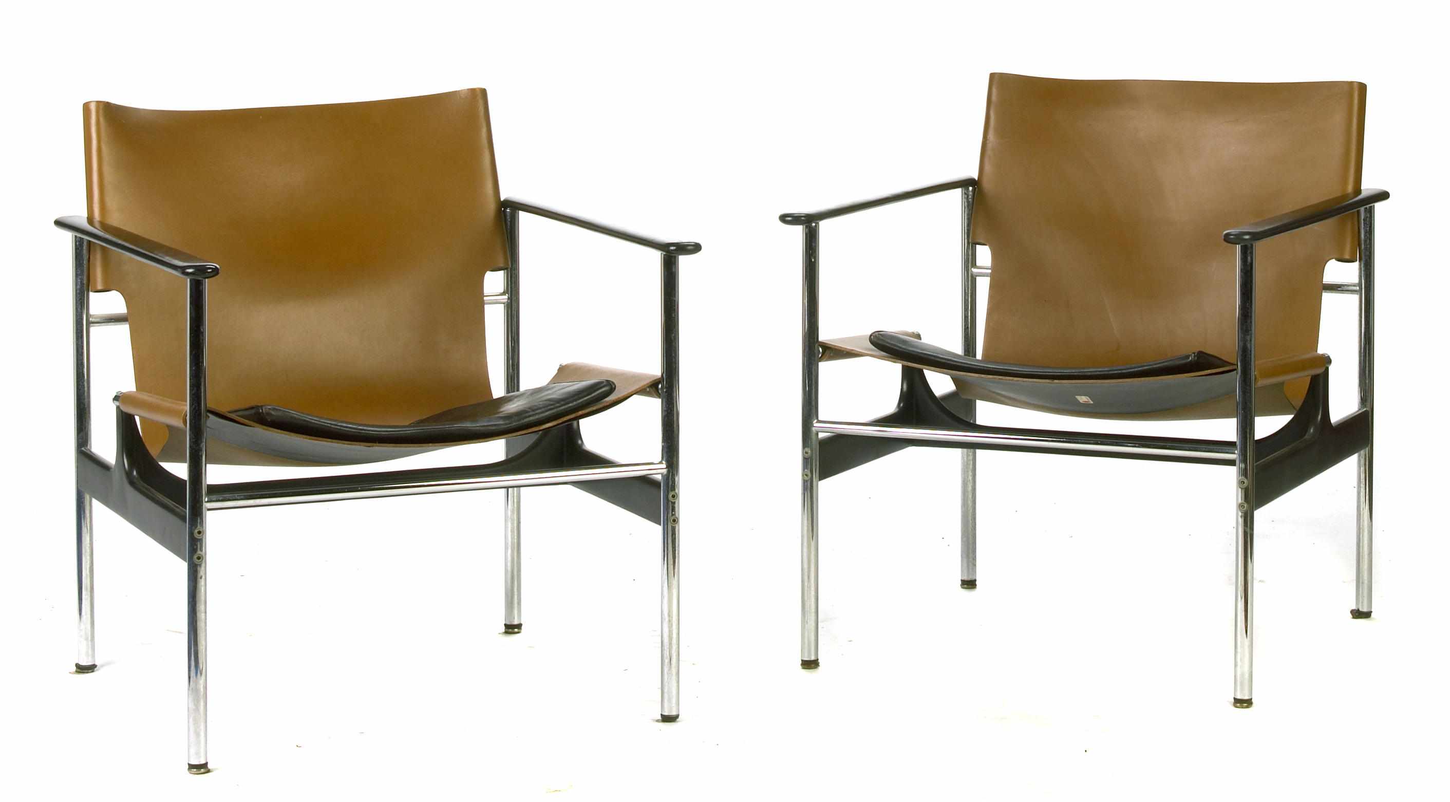 Appraisal: A pair of Charles Pollock for Knoll International tan black