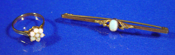 Appraisal: ct gold opal bar brooch and a ct gold opal