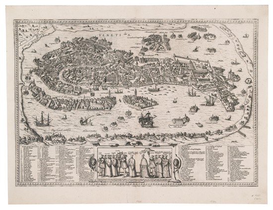 Appraisal: VENICE Braun and Hogenberg Venetia Double-page engraved city plan x