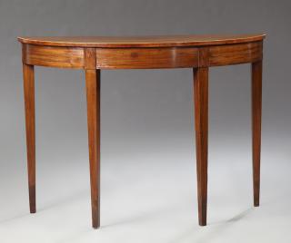 Appraisal: English George III Style Inlaid Mahogany Demilune Side Table th