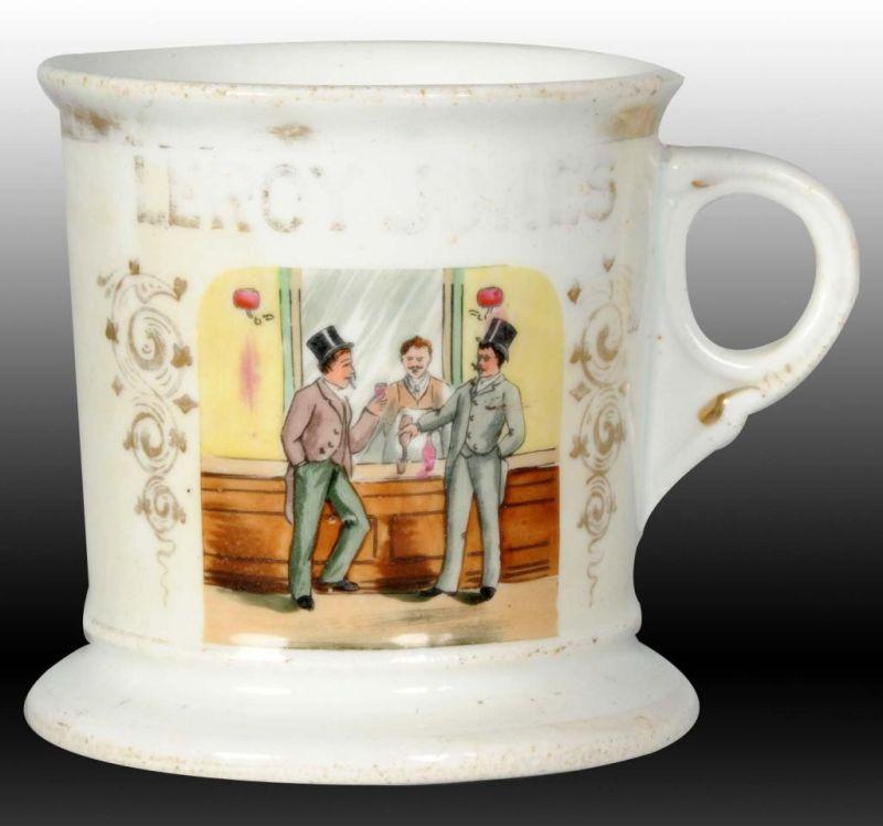 Appraisal: Occupational Shaving Mug- Leroy Jones Description Bartender and two toasting