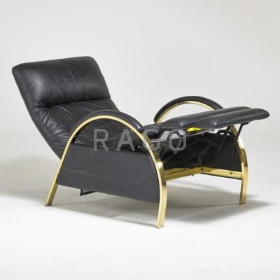 Appraisal: MILO BAUGHMAN Attr DESIGN INSTITUTE AMERICA Recliner USA s Brass-plated